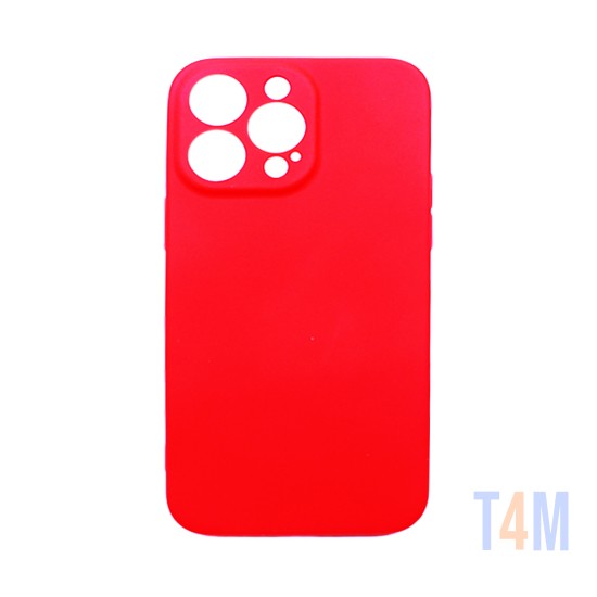 Capa de Silicone com Moldura de Câmera para Apple iPhone 14 Pro Max Vermelho